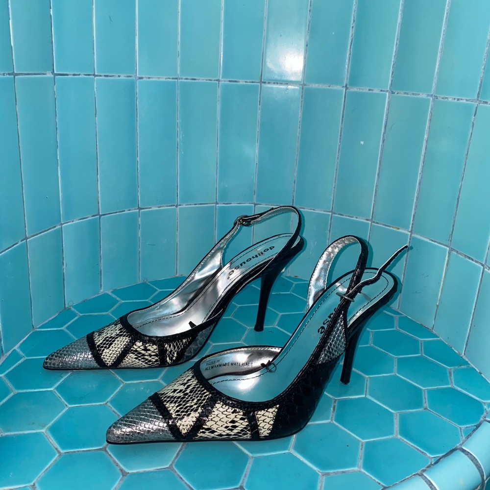 Snakeskin sling back heels